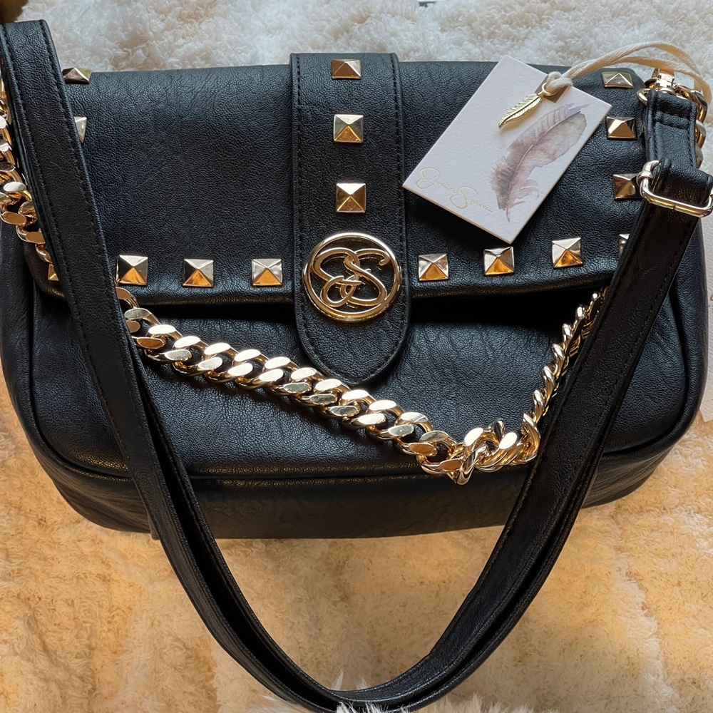 JESSICA SIMPSON Crossbody Bag with Gold Details and Chain Strap In Jenni… - Picture 3 of 16